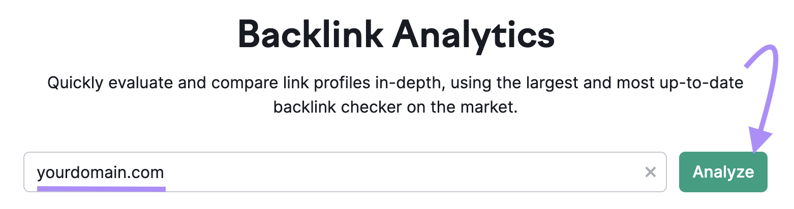 Backlinks tool search bar